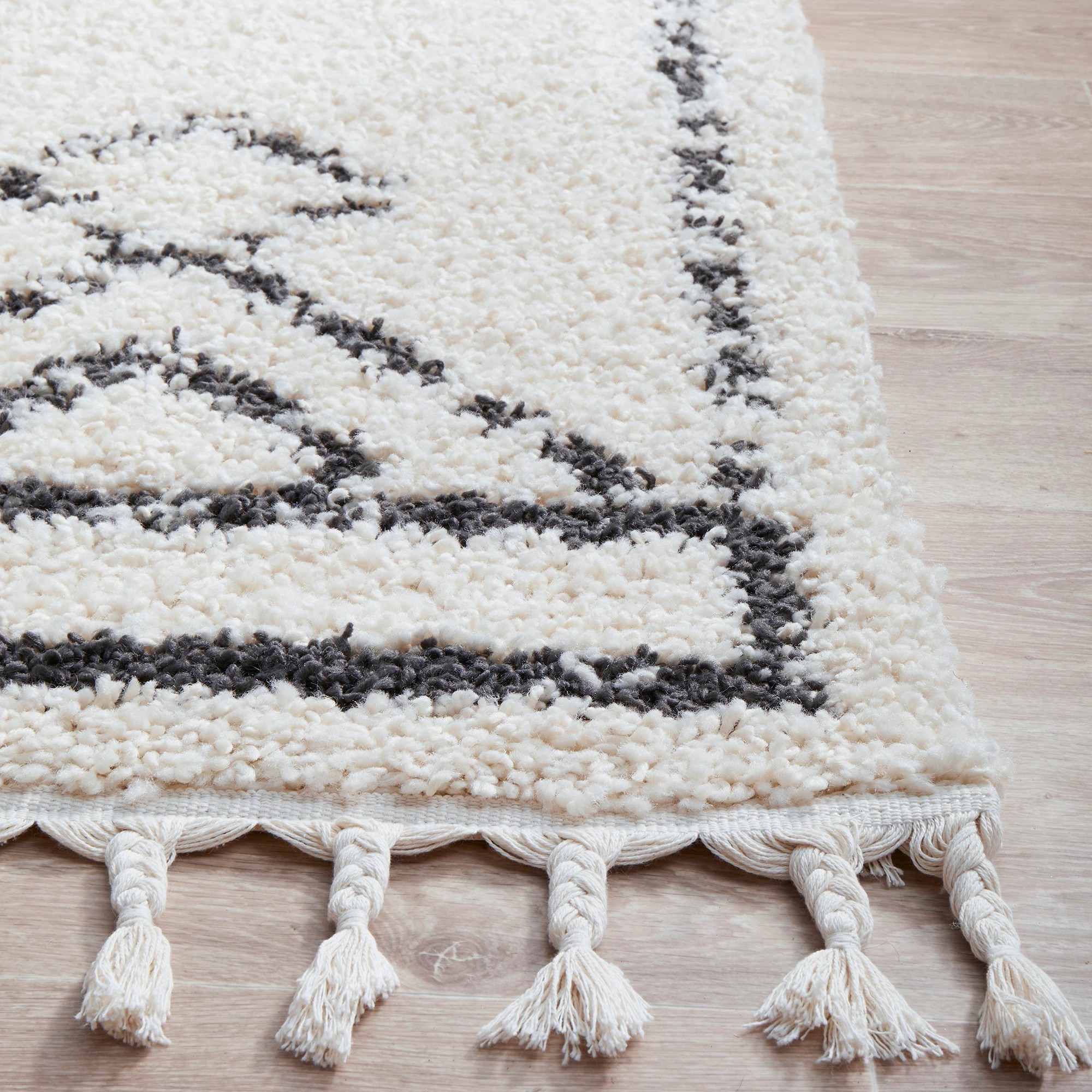 1 Common Ground Rugs Tangier Temara 150x80cm - Small Shag Rug - Natural, 1 of 7