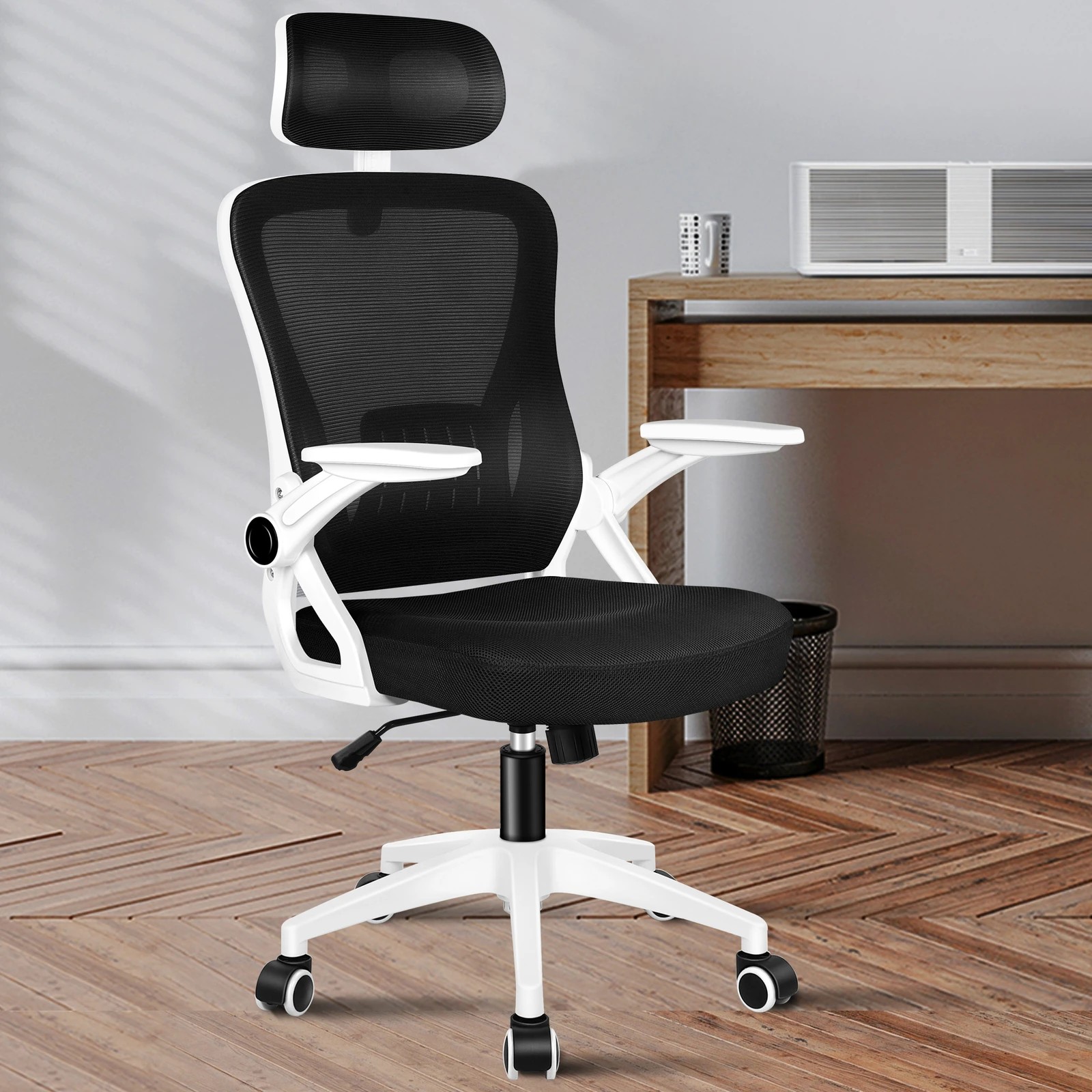 10 Alfordson Mesh Office Chair Executive Fabric Seat Tilt Gaming Racing Computer - White, 10 of 10