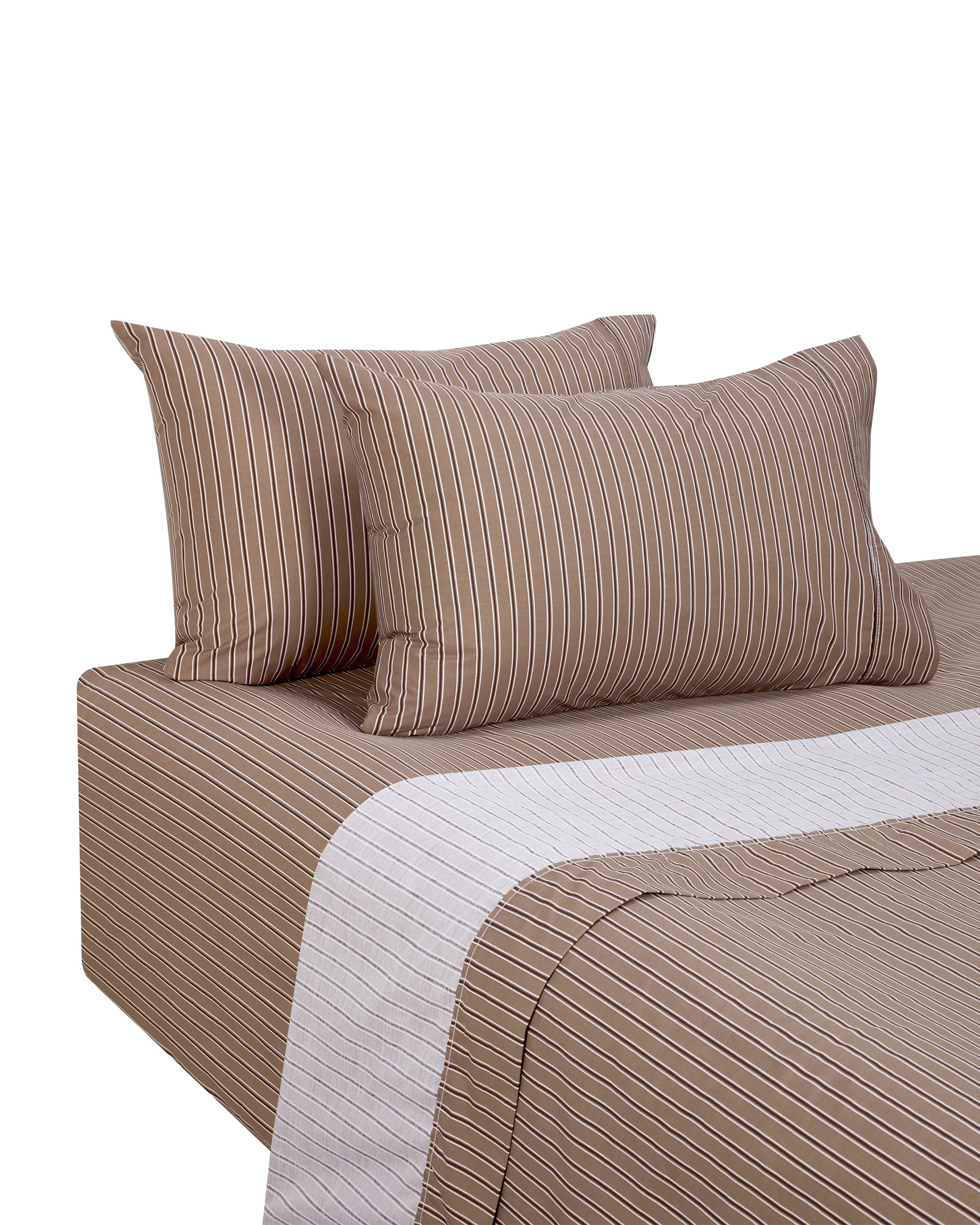 5 250 Thread Count Stripe Cotton Sheet Set - King Bed, Mocha, 5 of 7