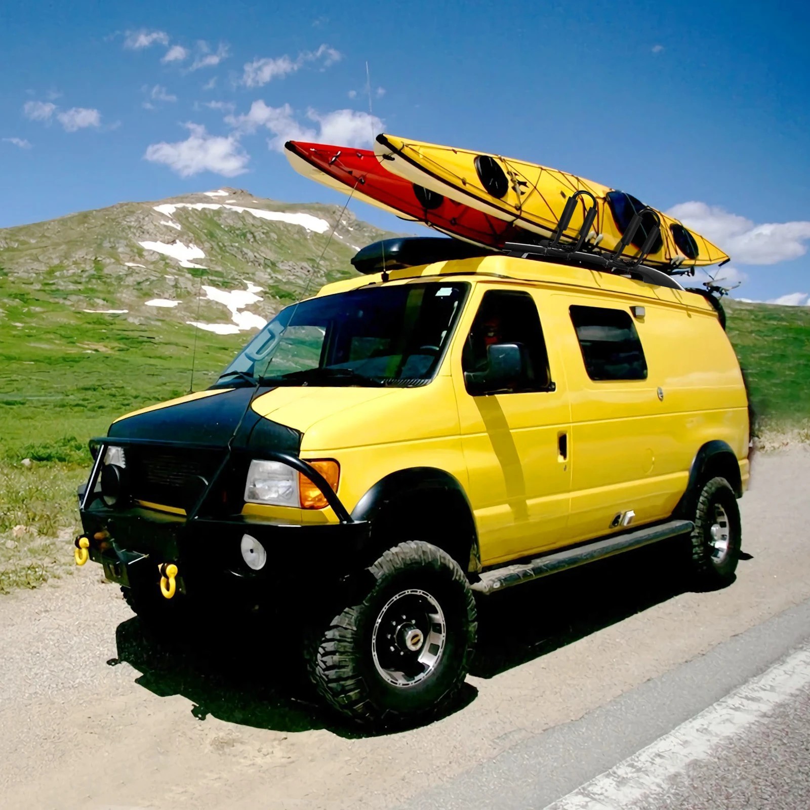 1 Costway Set of 4 U-Bar Kayak Racks w/Bandage Kayak Roof Rack Carrier for Car, 1 of 2