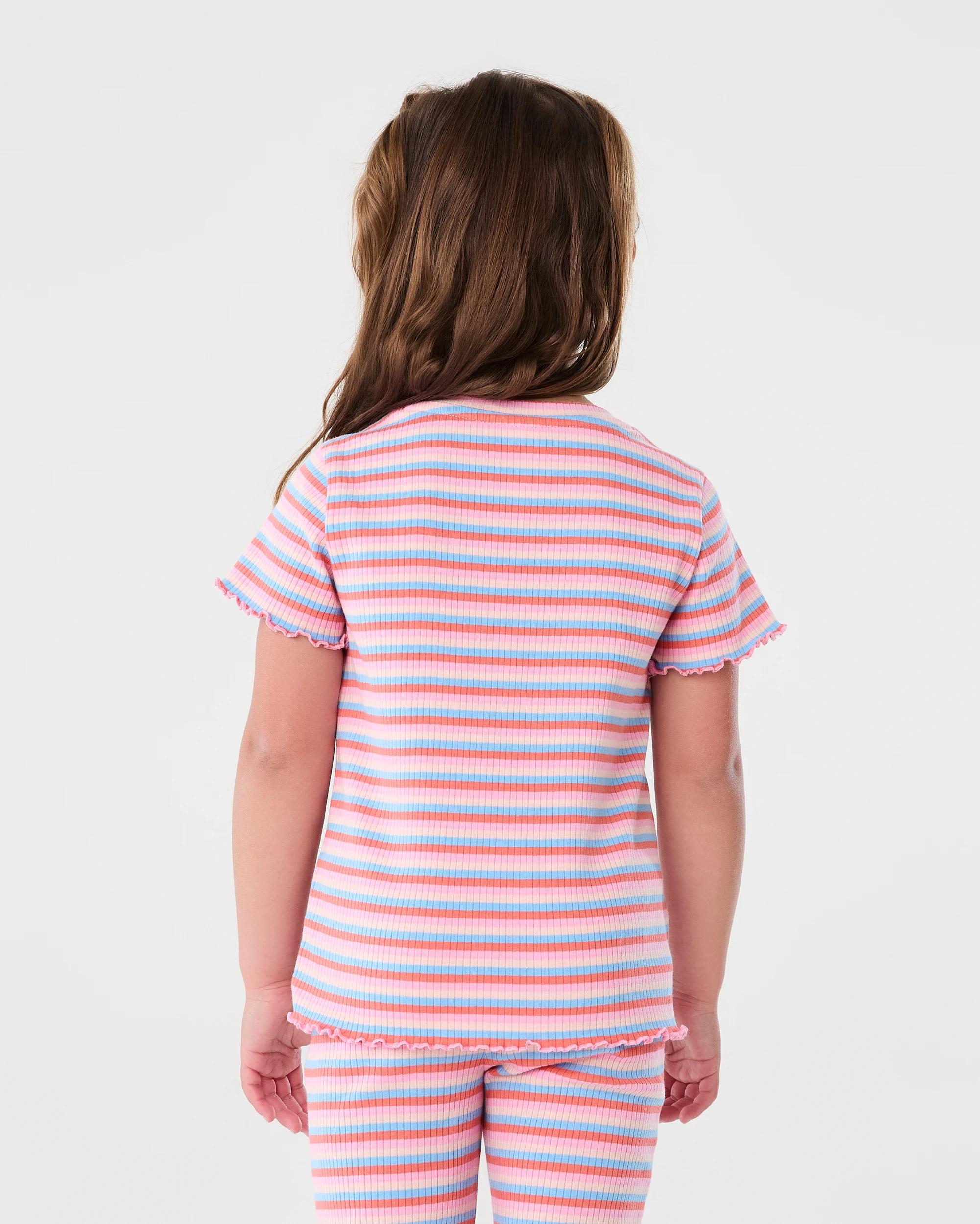 2 Short Sleeve Ribbed T-shirt Mlt Stripe, 2 of 7