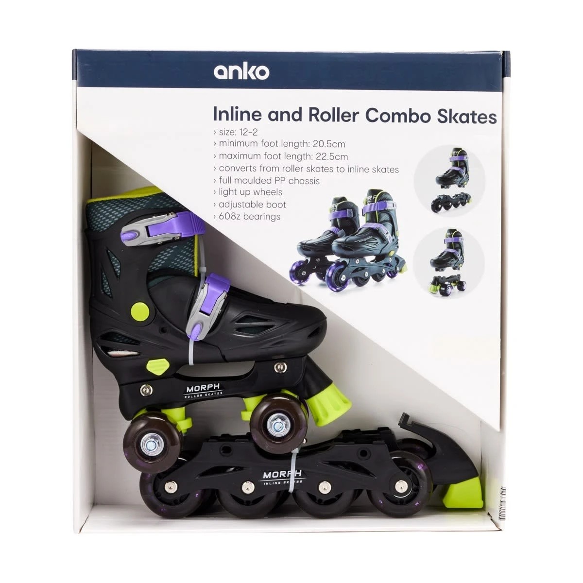 9 Inline and Roller Combo Skates - Black, Size 12 to 2, 9 of 9