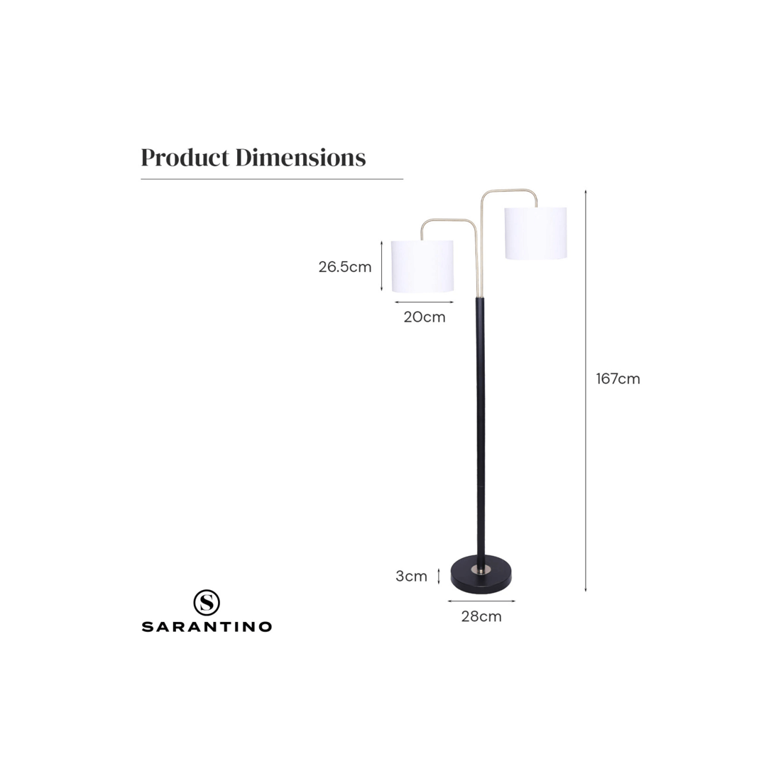 3 Sarantino Black Metal Task Floor Lamp, 3 of 7