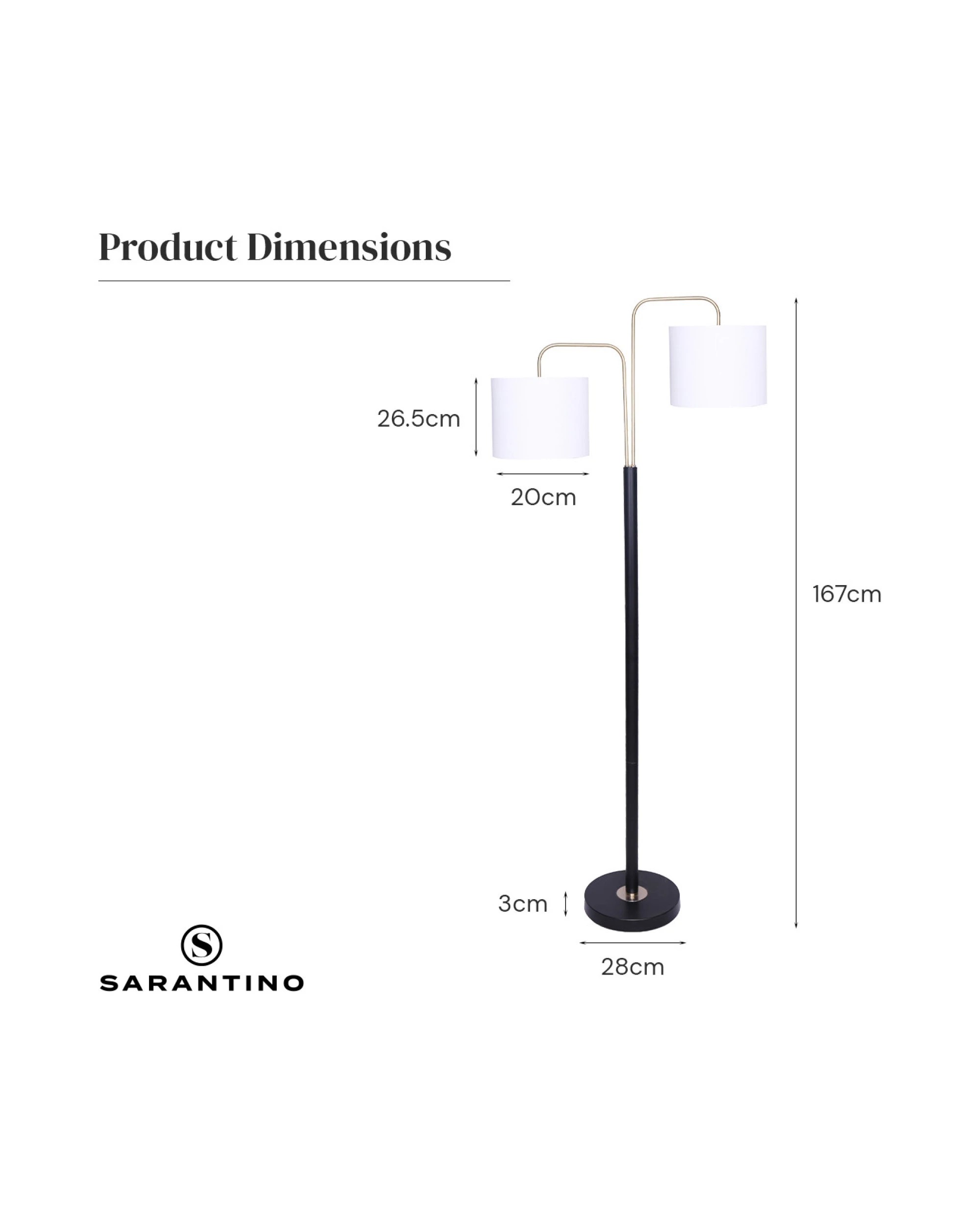3 Sarantino Black Metal Task Floor Lamp, 3 of 7