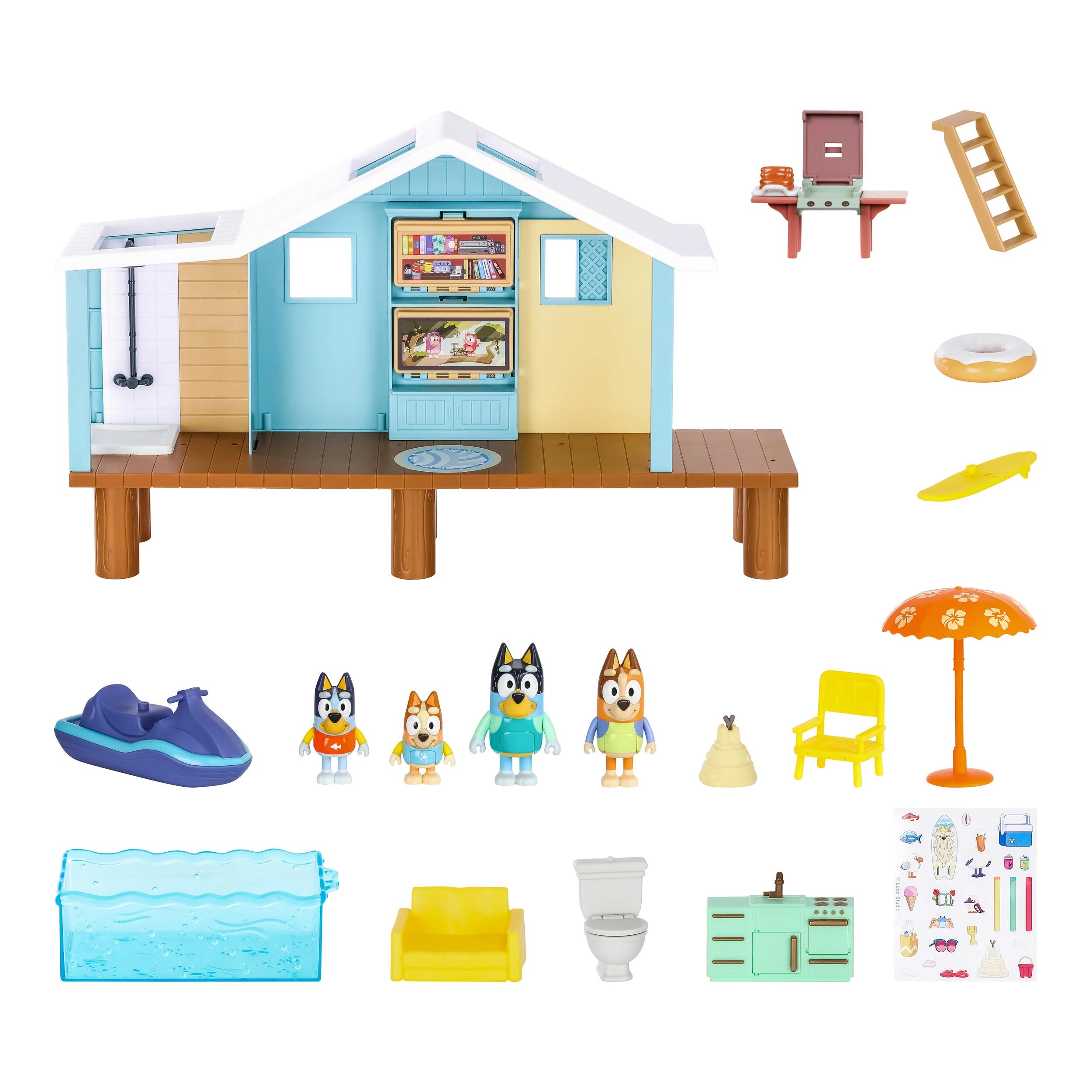 7 15 Piece Bluey Ultimate Beach Cabin Playset, 7 of 9