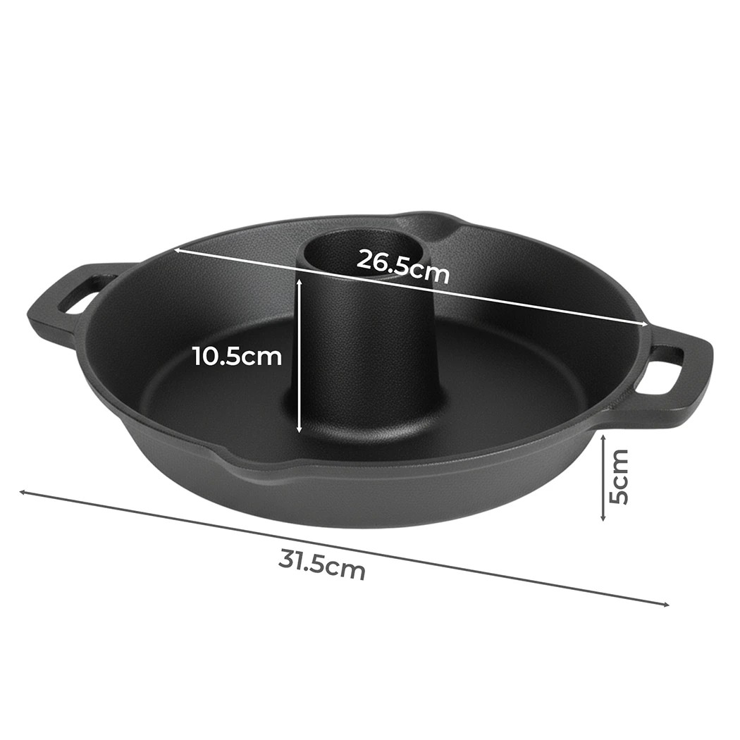 3 TOQUE Cast Iron BBQ Poultry Roaster Pan,Diameter 24, 3 of 7