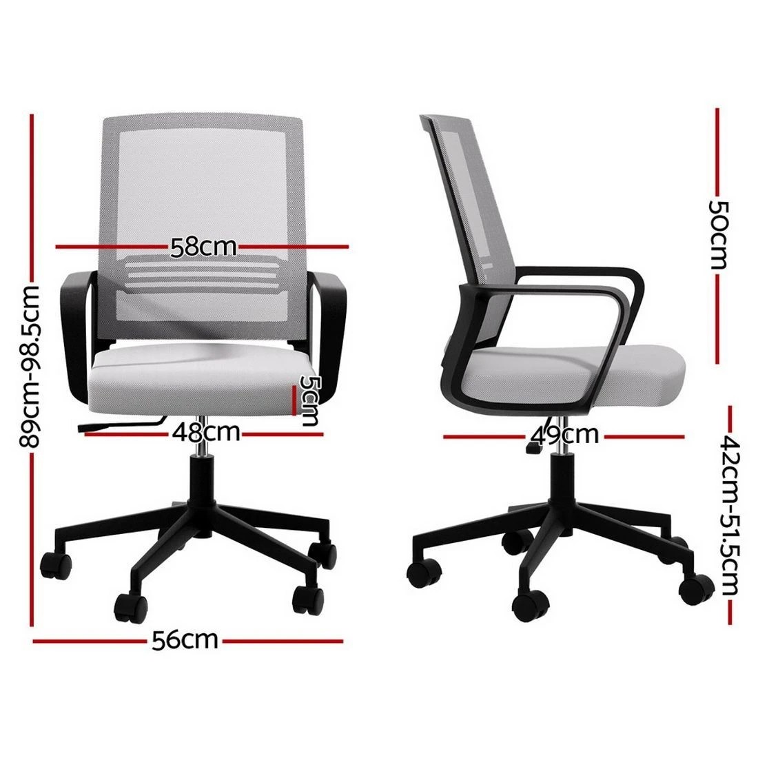 3 Artiss Mesh Office Chair Computer Desk Racing Armchair - Grey, 3 of 7