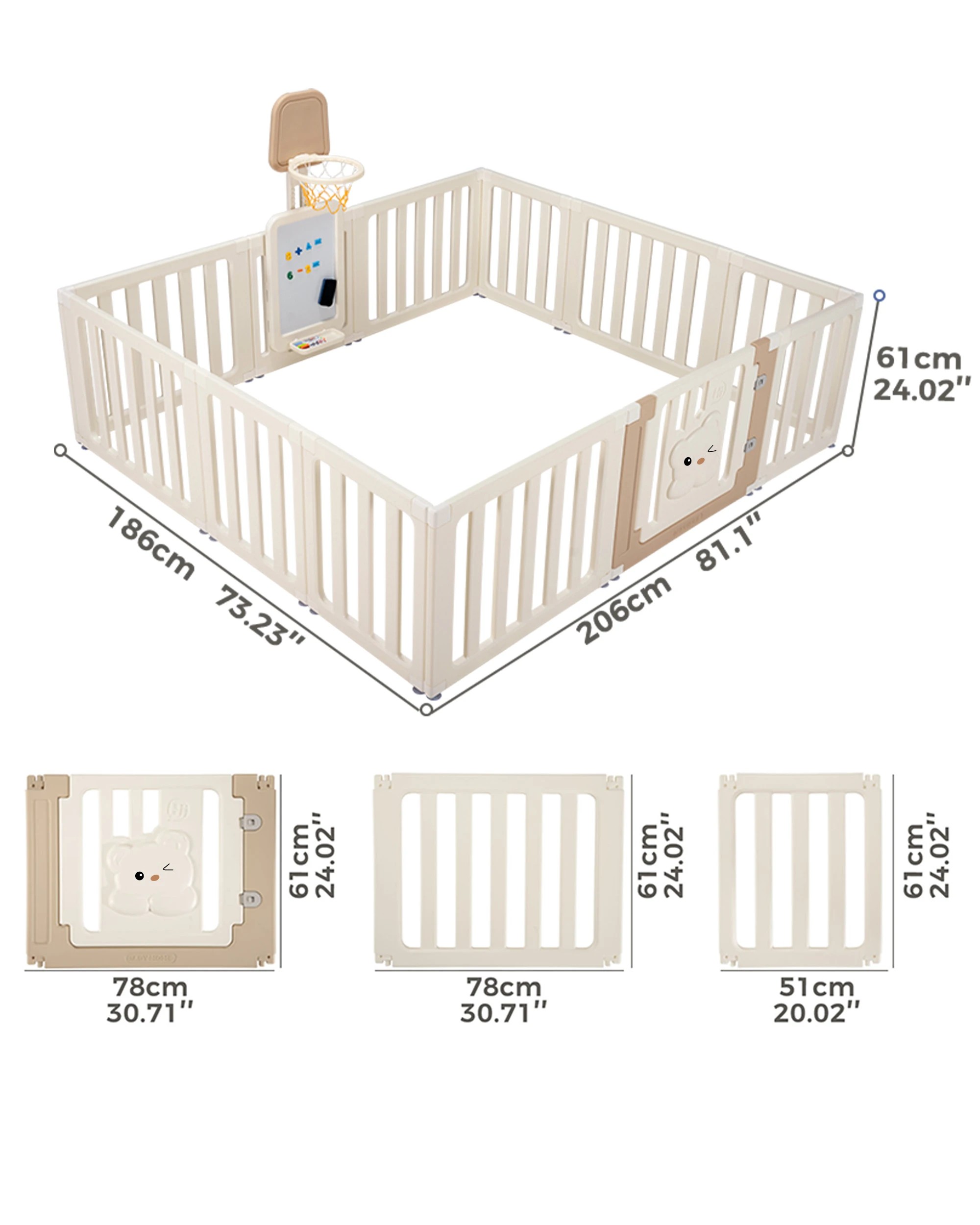 9 Playpals Baby Playpen 12 Panels Kids Safety Gate w/Drawing Whiteboard, 9 of 9
