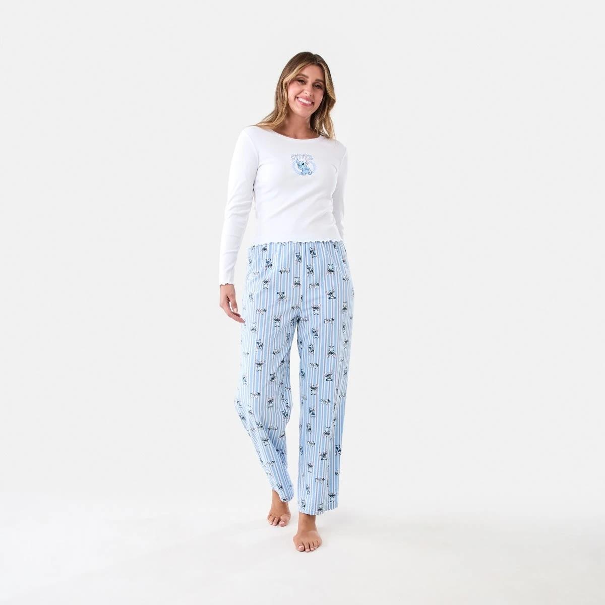 1 Disney Lilo & Stitch License Long Sleeve Top and Woven Pants Pyjama Set Stitch Stp, 1 of 7