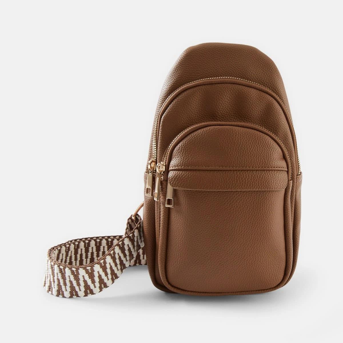 1 Contrast Pebble Sling Bag Coco Brown, 1 of 6