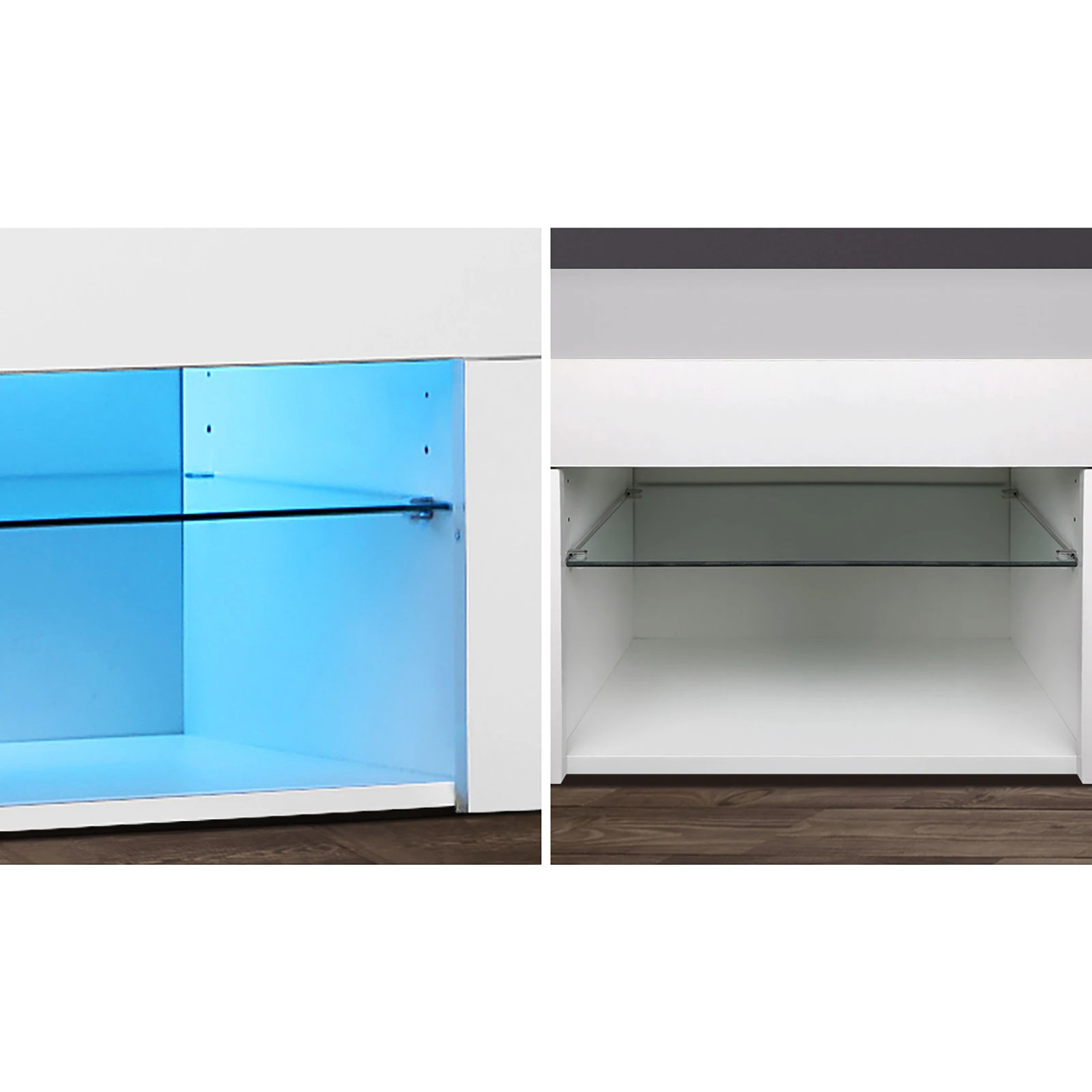 6 Oikiture Tv Cabinet Entertainment Unit Stand Rgb Led Hight Gloss 130cm
 - White, 6 of 9