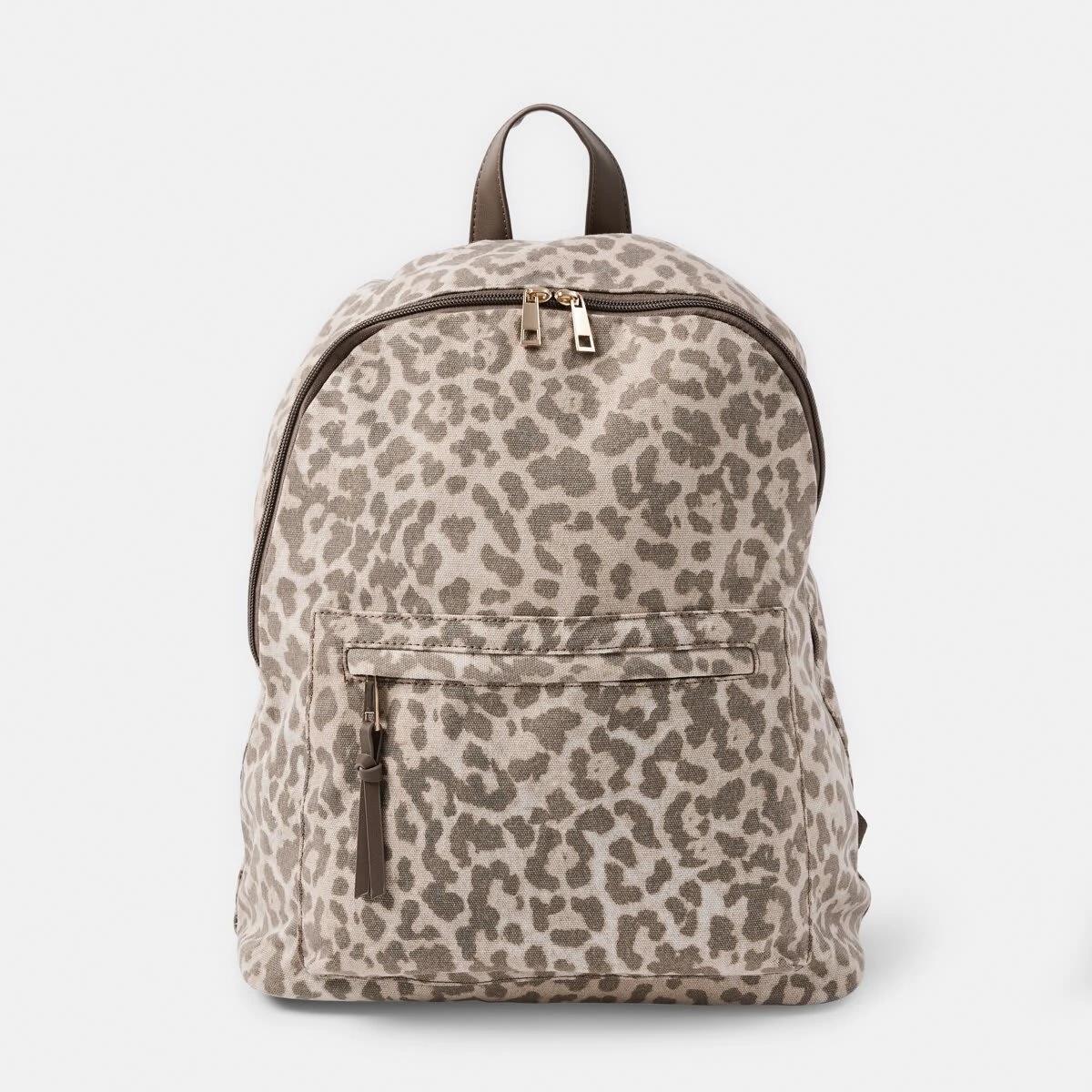 1 Canvas Backpack LEOPARD BEIGE, 1 of 7