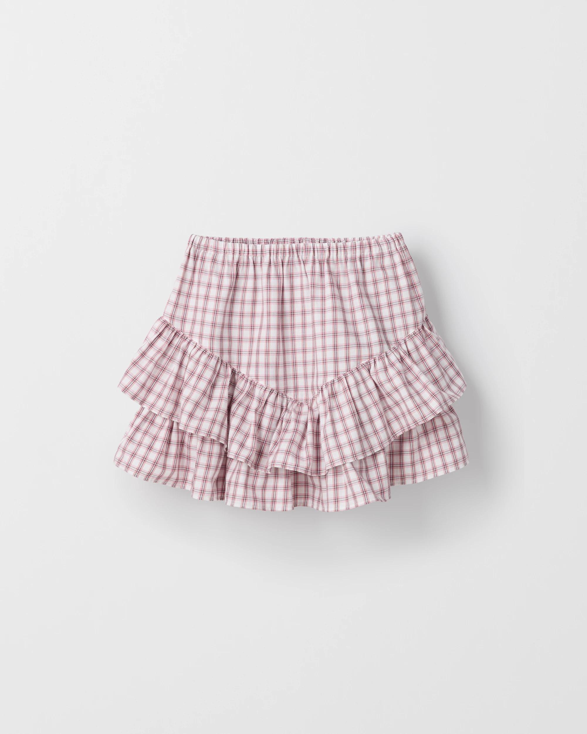 1 Target Kids Australian Cotton Woven Ruffle Skirt CHECK BROWN, 1 of 2