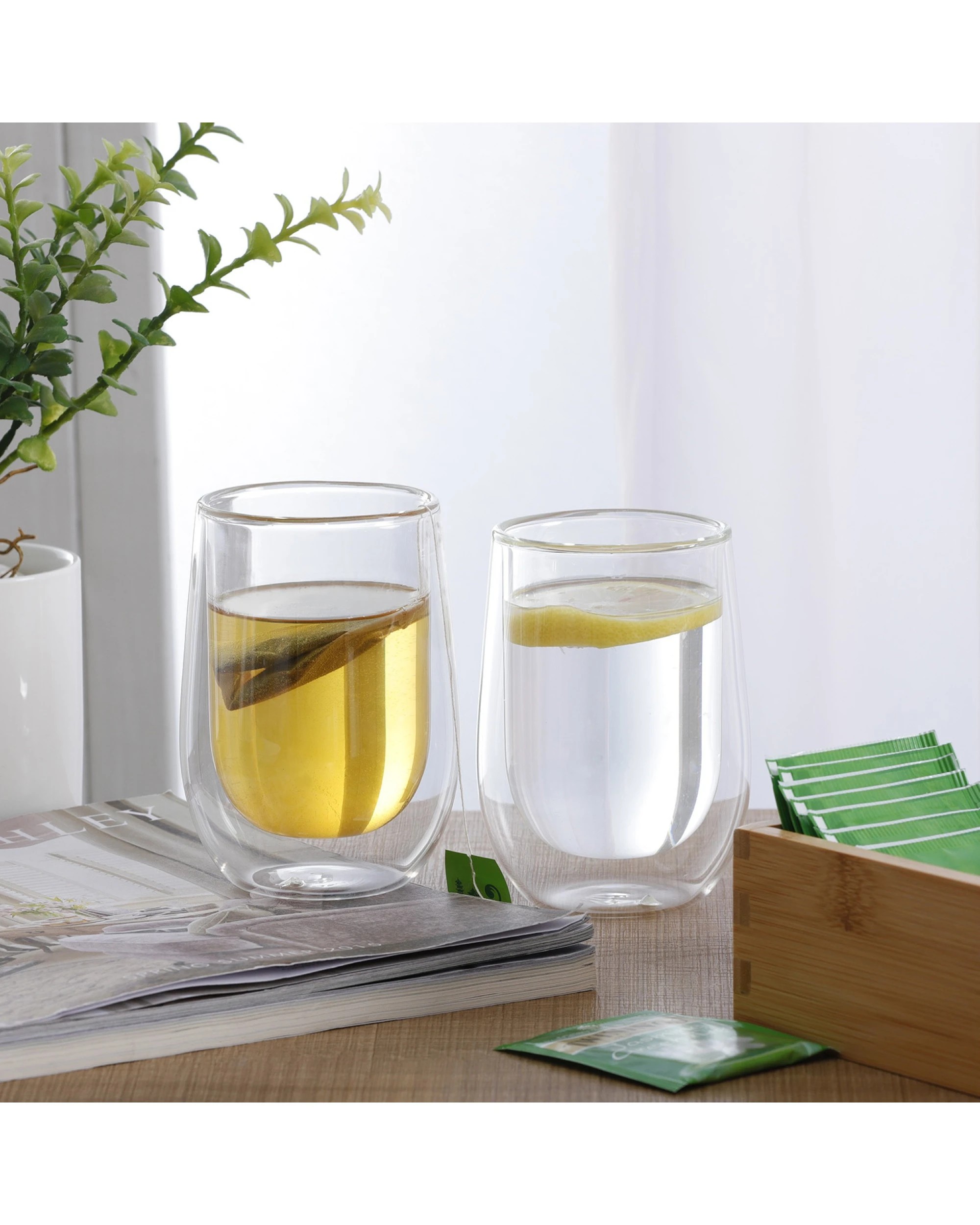 2 Sherwood Home Double Wall Coffee Glass Set of 2 x 290ml Cups - Clear, 2 of 6