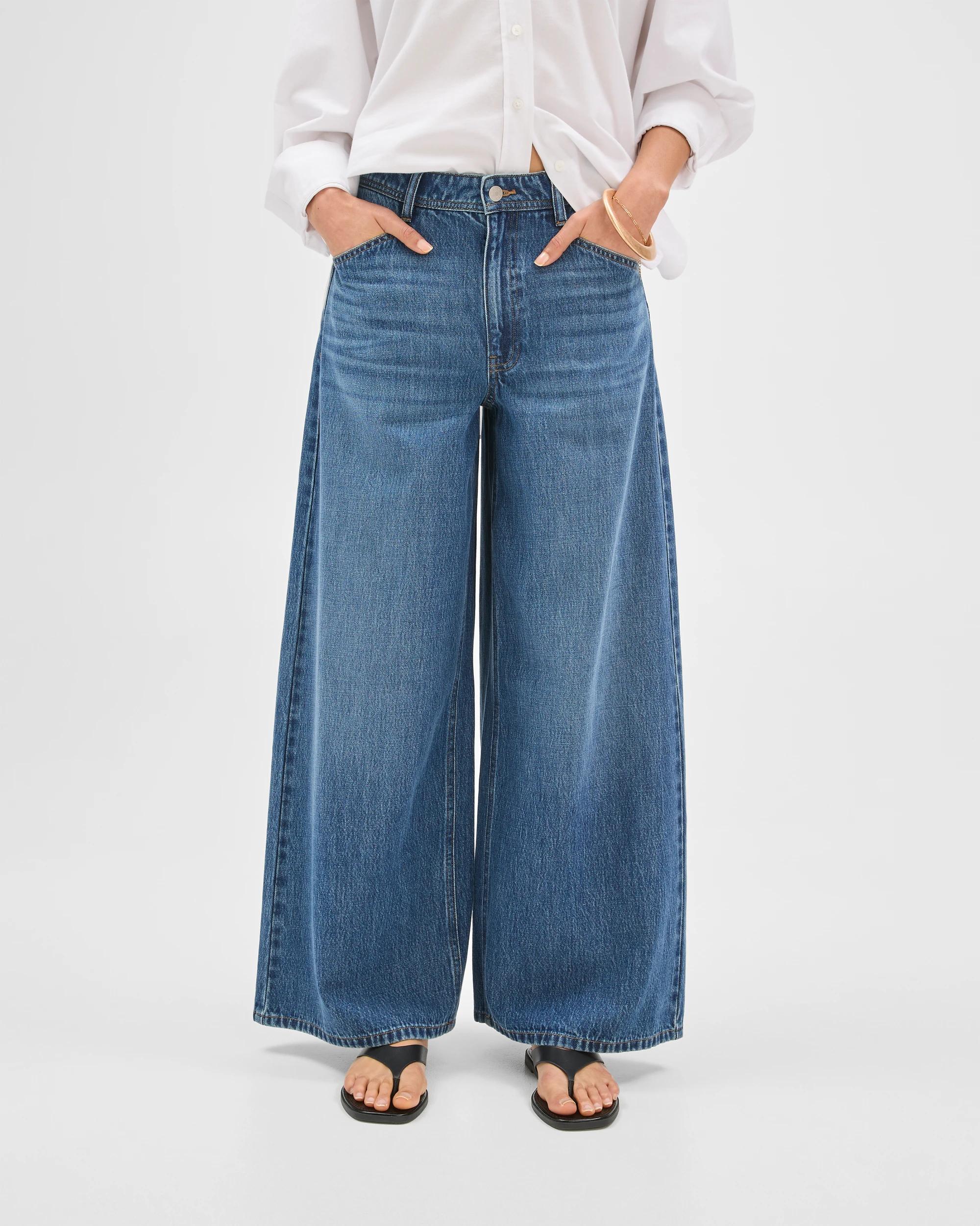 3 Target Denim AirLoom Slouch Wide Leg Denim Jeans DARK WORN, 3 of 6