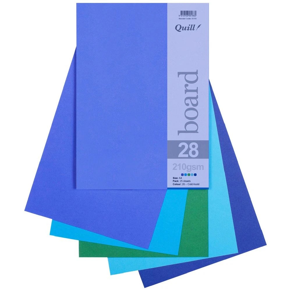 1 Quill A4 210gsm Board Cold Assorted 25 Pack, 1 of 2