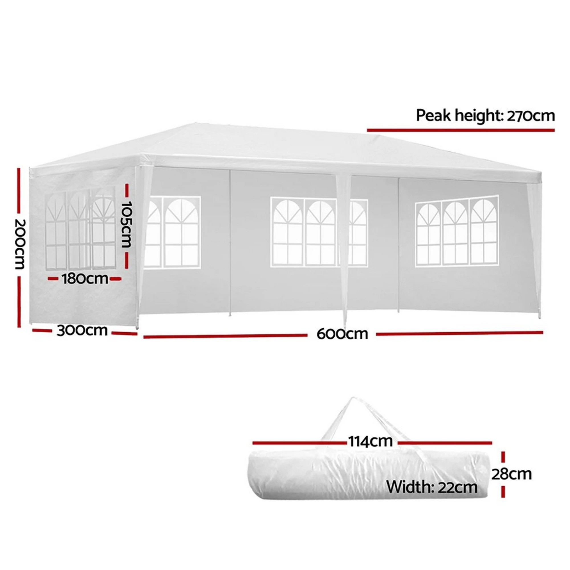 3 Instahut Gazebo  Marquee Wedding Party Tent Outdoor Camping Side Wall Canopy 4 Panel - White, 3 of 7