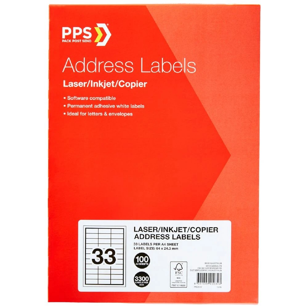 1 PPS Inkjet Laser Address Labels 33UP 100 Sheets, 1 of 3