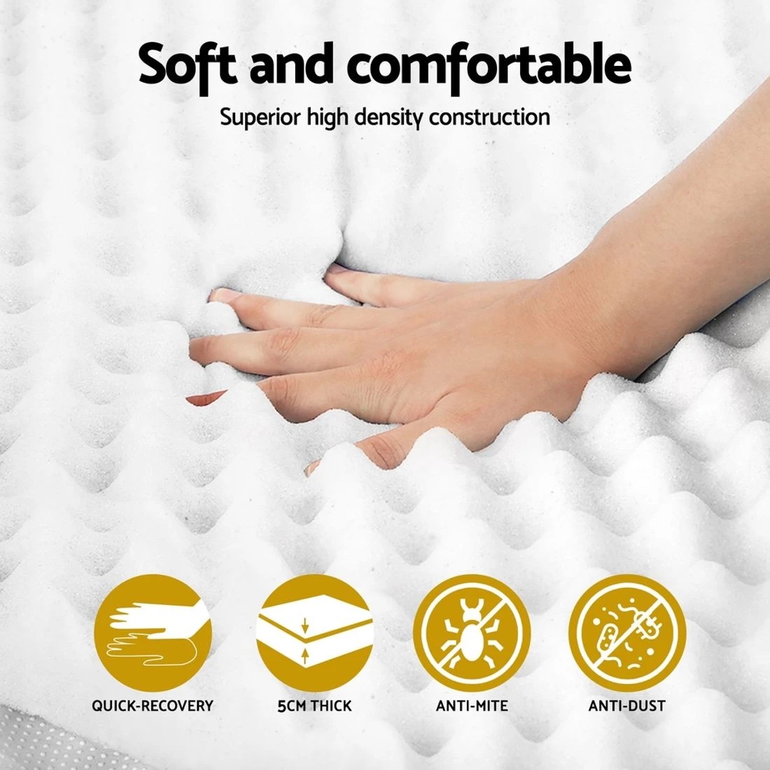 6 Giselle Bedding Memory Foam Mattress Topper Egg Crate 5cm King Single
 - white, 6 of 7