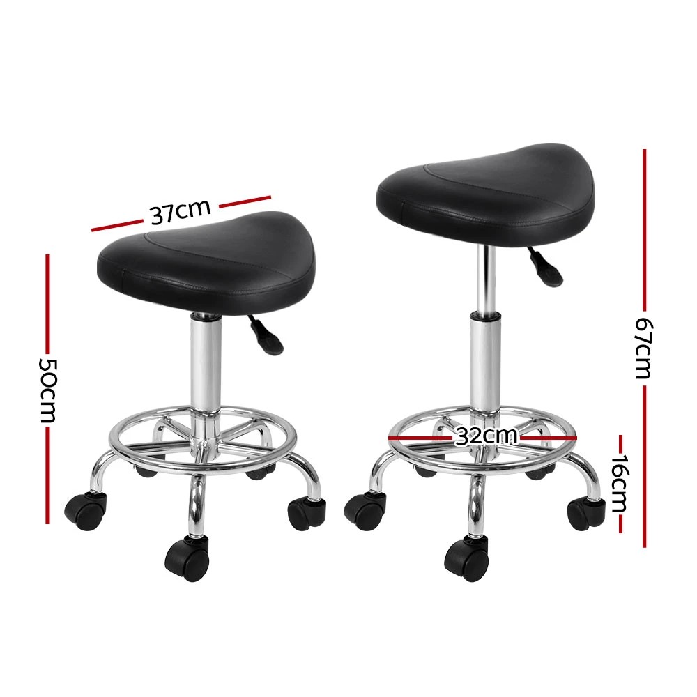 2 Artiss Salon Stool Saddle Swivel Chair - Black, 2 of 6