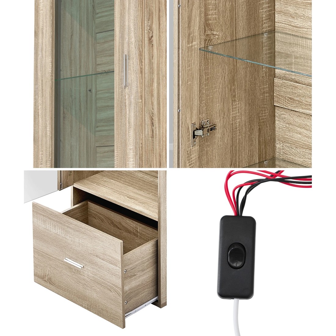 4 Oikiture Display Cabinet Buffet Sideboard
 - Natural, 4 of 10