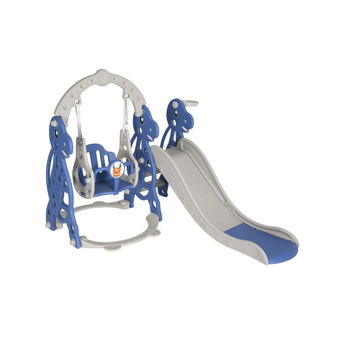 1 Advwin 4-in-1 Kids Slide Swing Set with Basketball Hoop Blue, 1 of 8