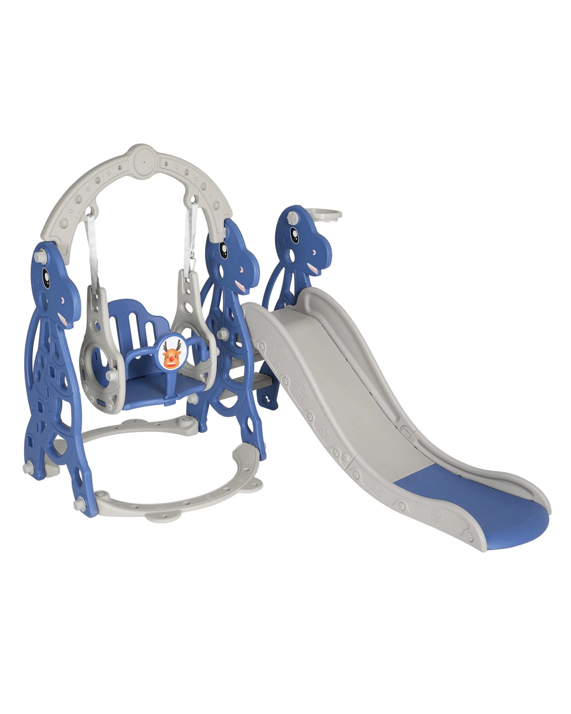 1 Advwin 4-in-1 Kids Slide Swing Set with Basketball Hoop Blue, 1 of 8