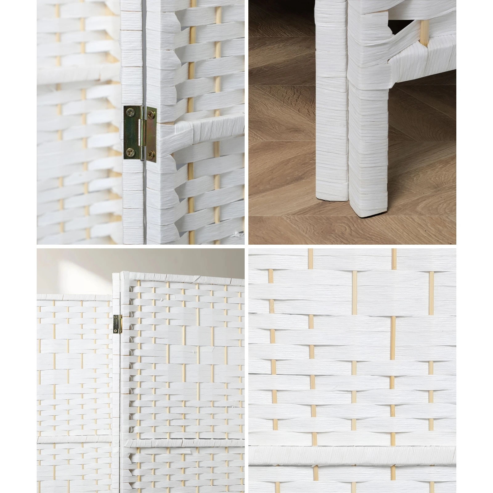 5 Oikiture 6 Panel Room Divider Screen Privacy Dividers - White, 5 of 10