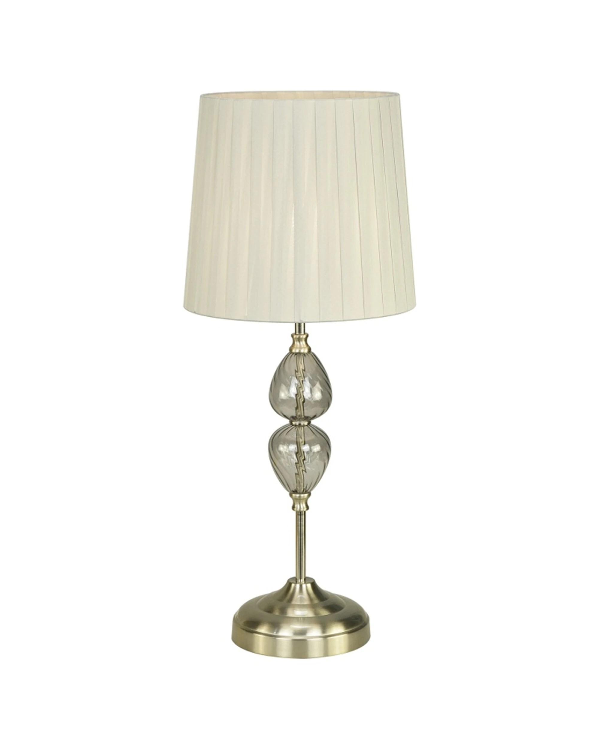1 Urban Style Edith Table Lamp Glass Brushed Metal Base Pleated Shade Inline - Grey, 1 of 4