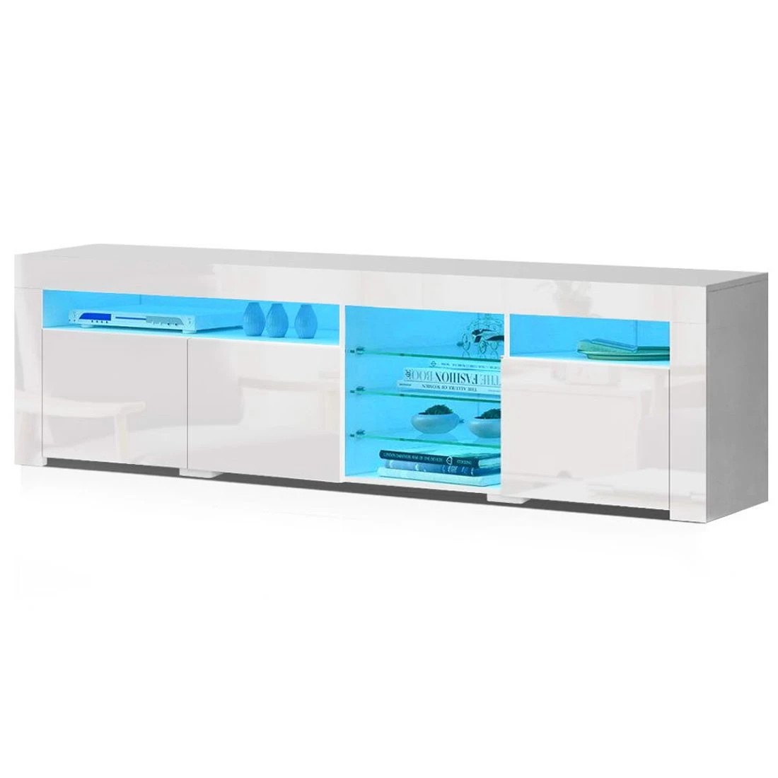 1 Artiss Entertainment Unit TV Cabinet LED 180cm - White, 1 of 8
