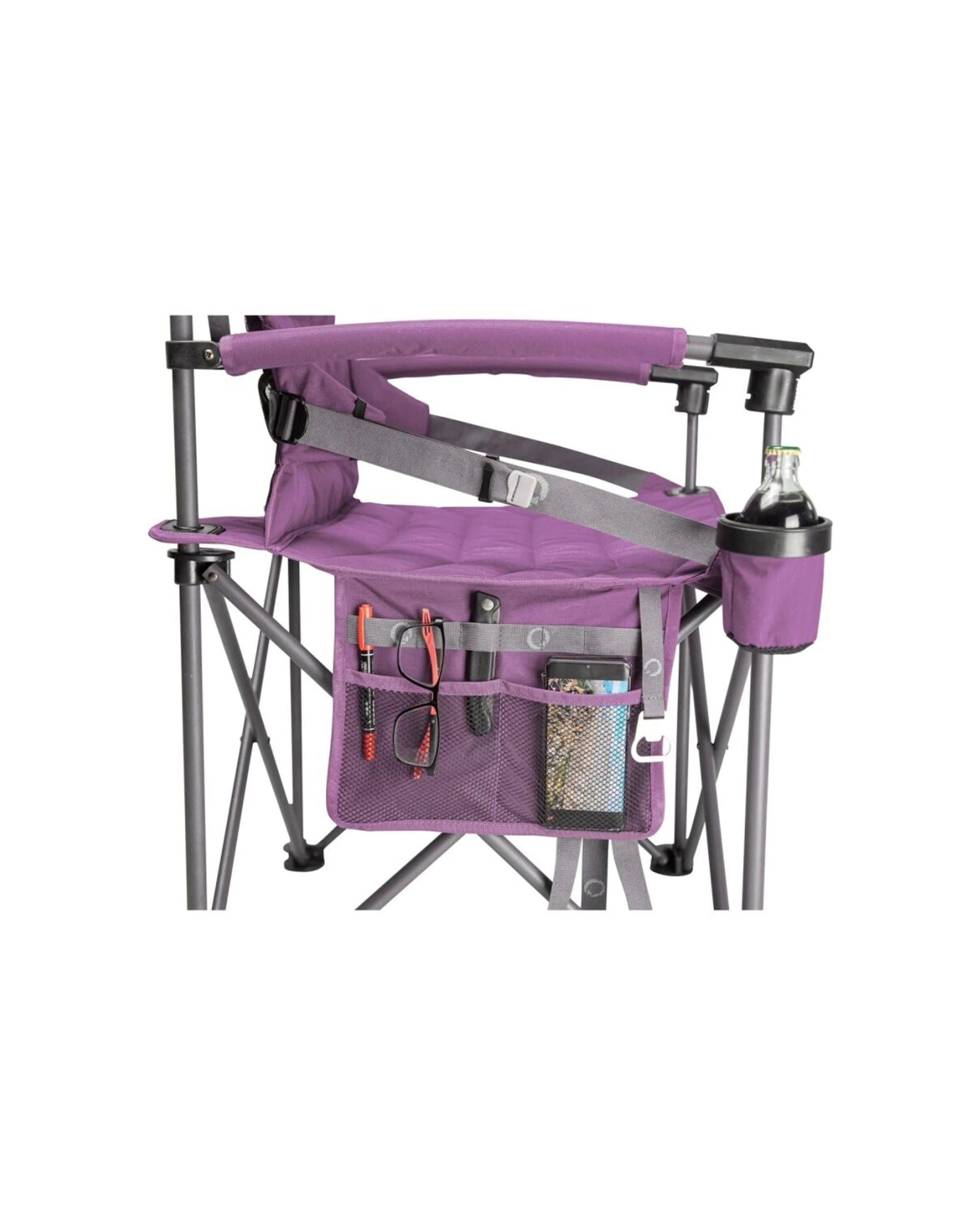 6 Quest Outdoors Castaway Hard Arm Camping Chair Padded Arms 200kg Weight Capacity - Purple, 6 of 7