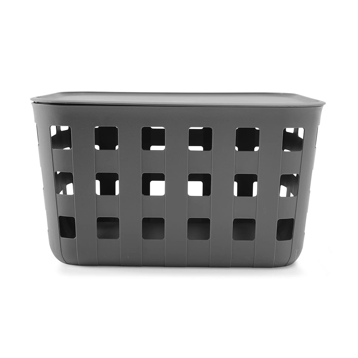 4 18L Rectangle Trellis Basket with Lid - Charcoal, 4 of 9