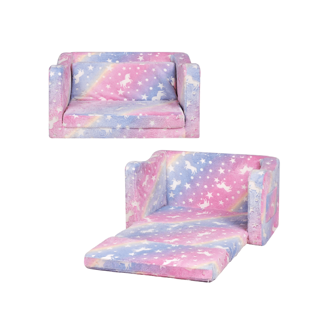 1 Advwin 2-in-1 Kids Flip Open Sofa Couch Foldable Bed, 1 of 8