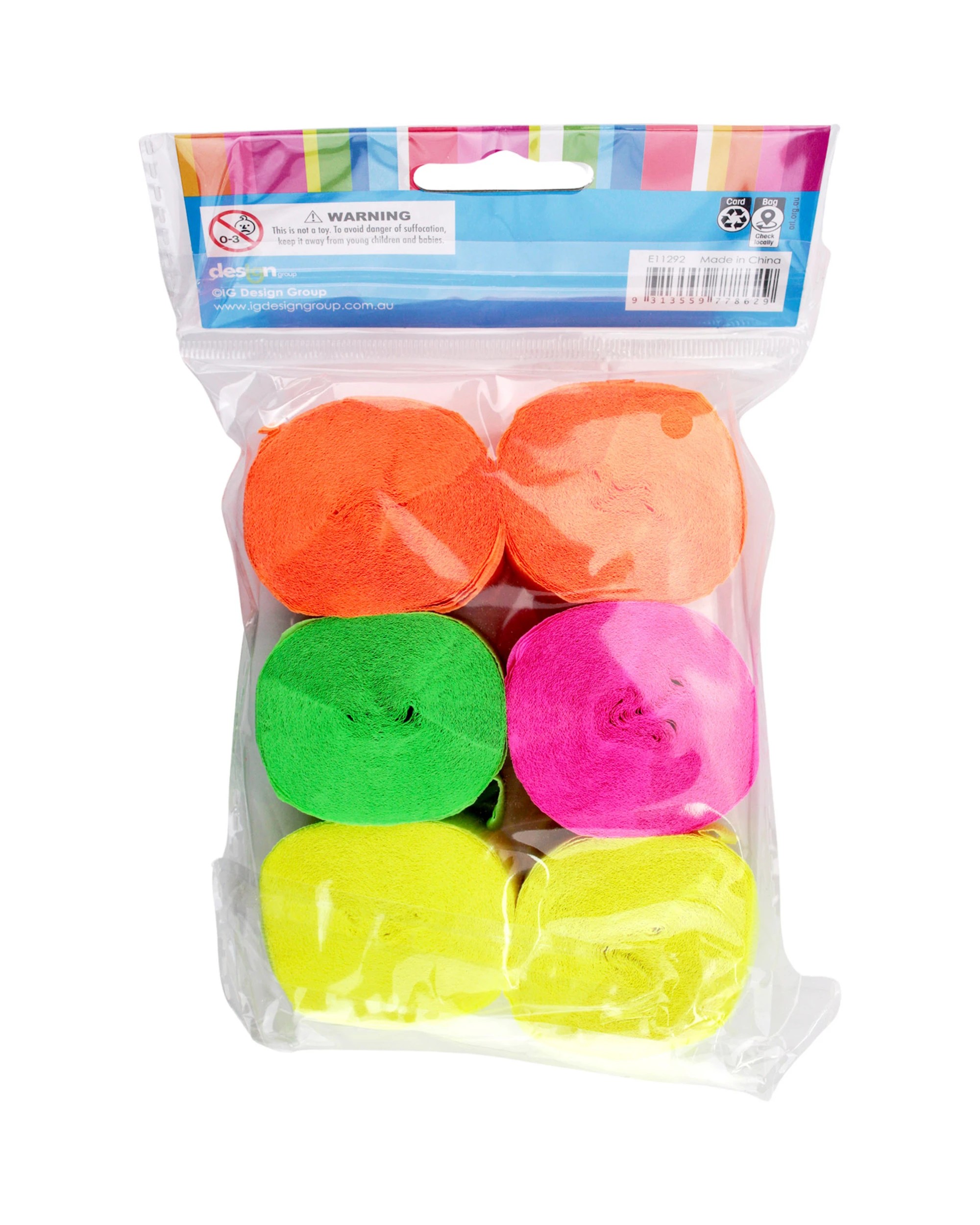 2 Artwrap Neon UV Party Crepe Paper Streamers Pack of 6 - Assorted, 2 of 2