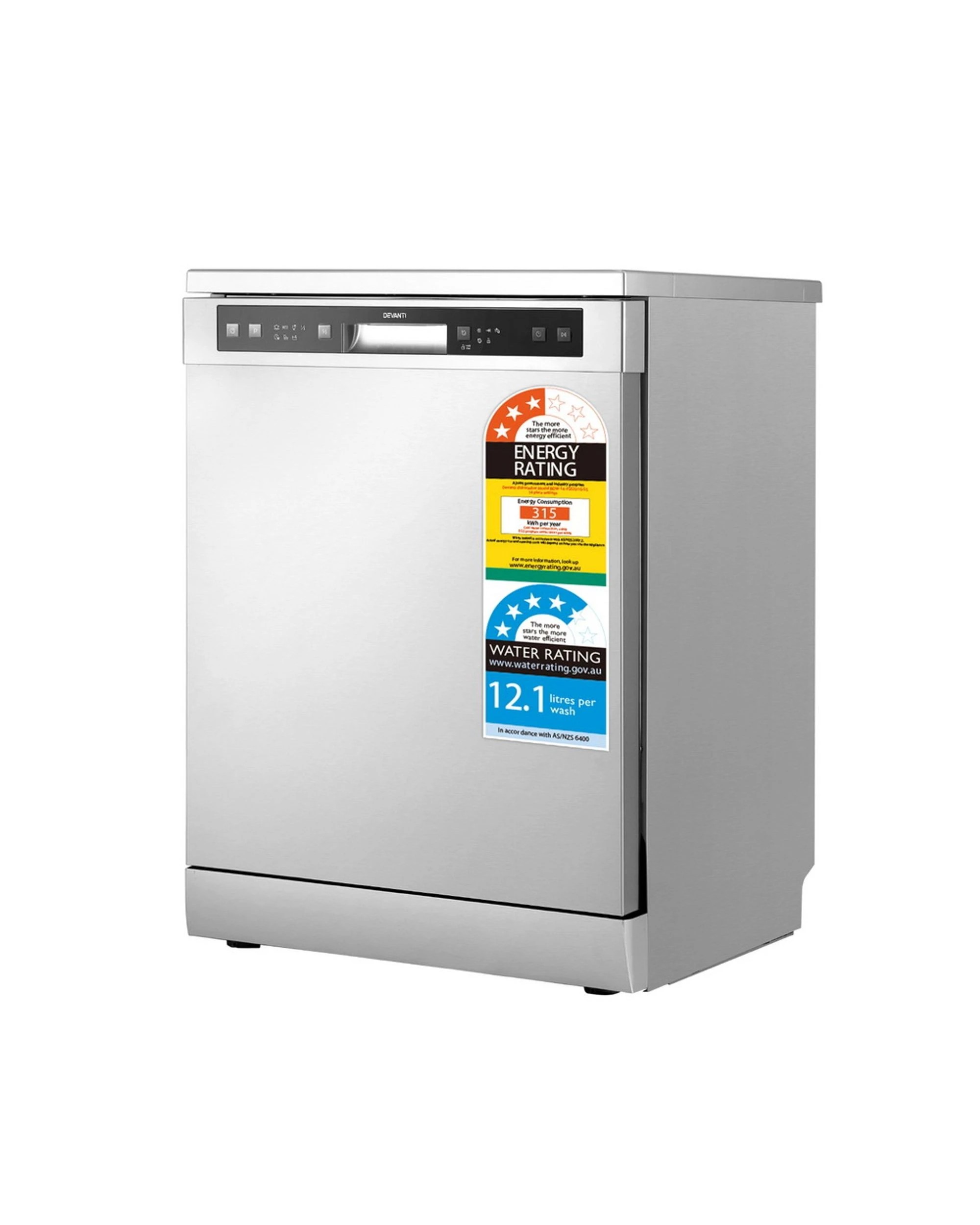 3 Devanti 60cm 14 Place Settings Freestanding Dishwasher - Silver, 3 of 4