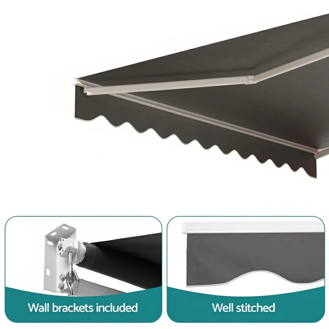 8 Instahut Retractable Folding Arm Awning Motorised Sunshade 3.5M X 2.5M - Grey, 8 of 9