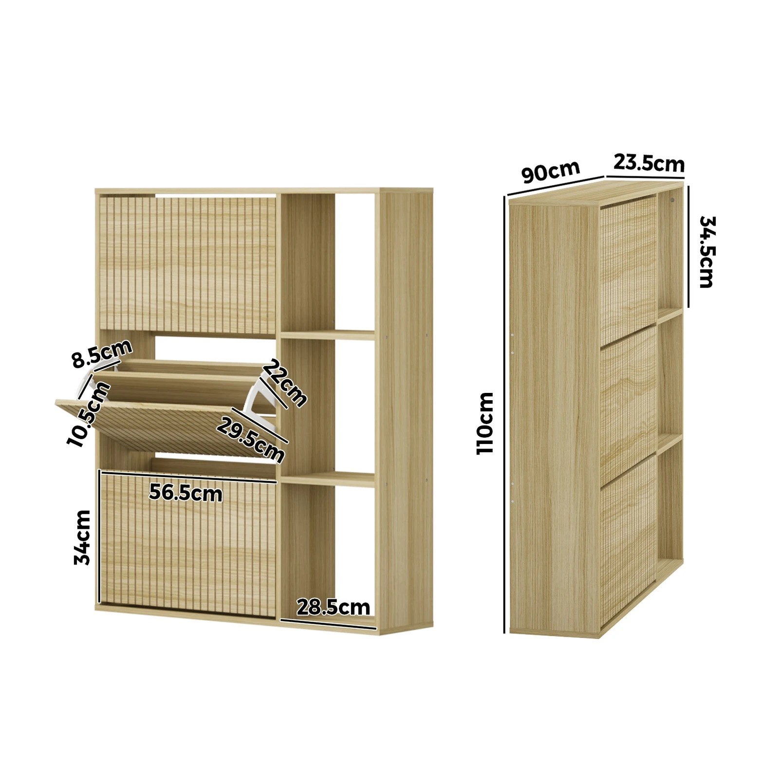 8 Oikiture Shoe Rack Storage Cabinet With Display Shelves Organiser
 - Natural, 8 of 8
