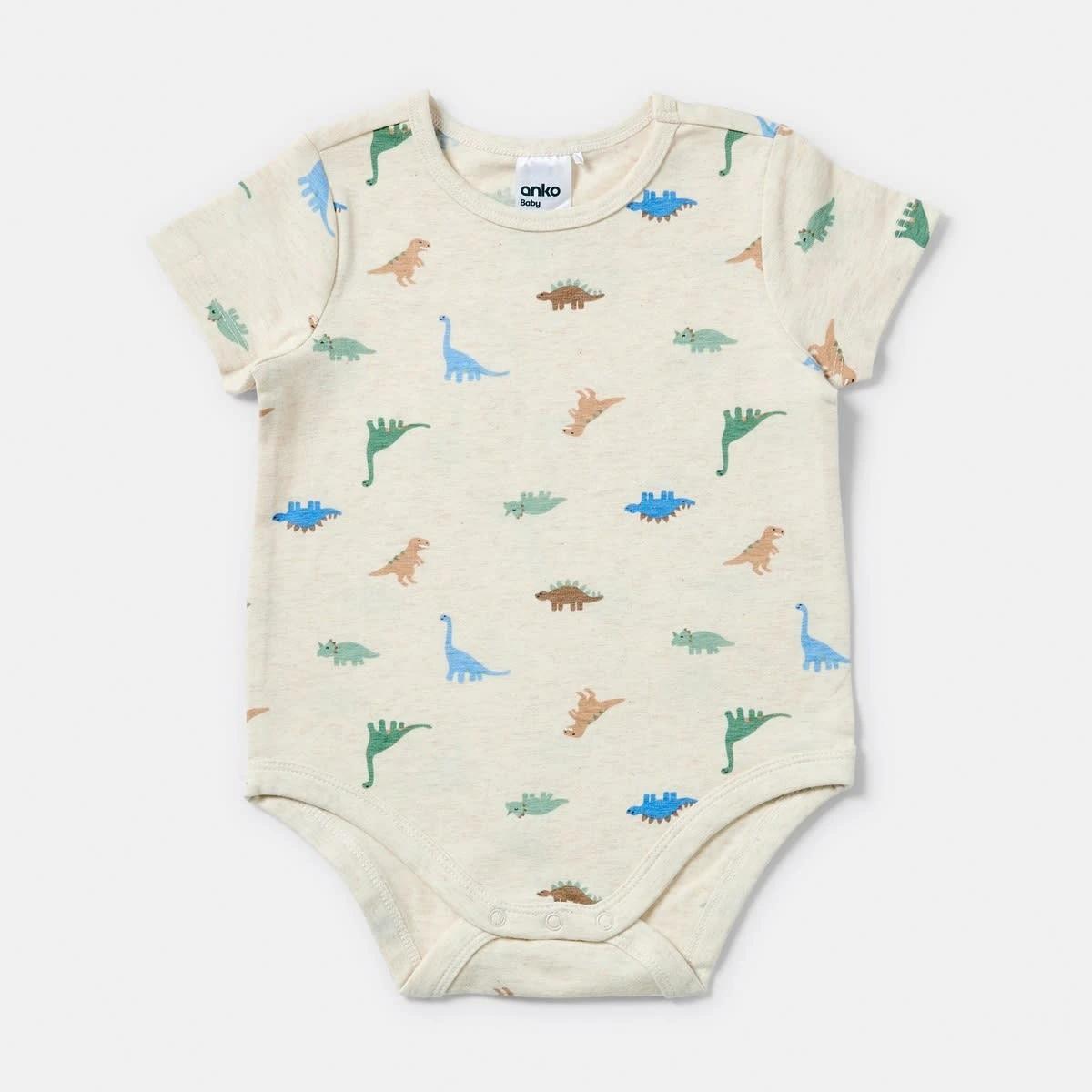 5 3 Pack Short Sleeve Print Bodysuits GREEN DINOS, 5 of 8