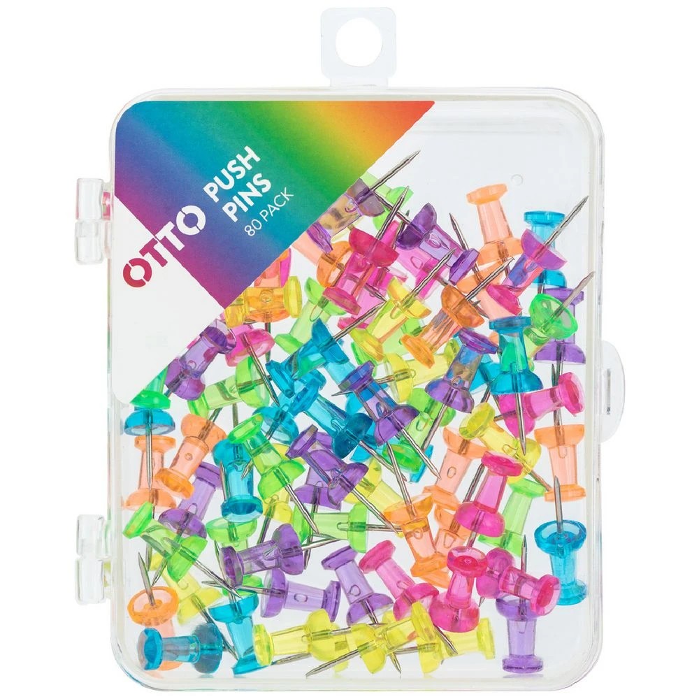 1 Otto Push Pins Assorted 80 Pack, 1 of 3