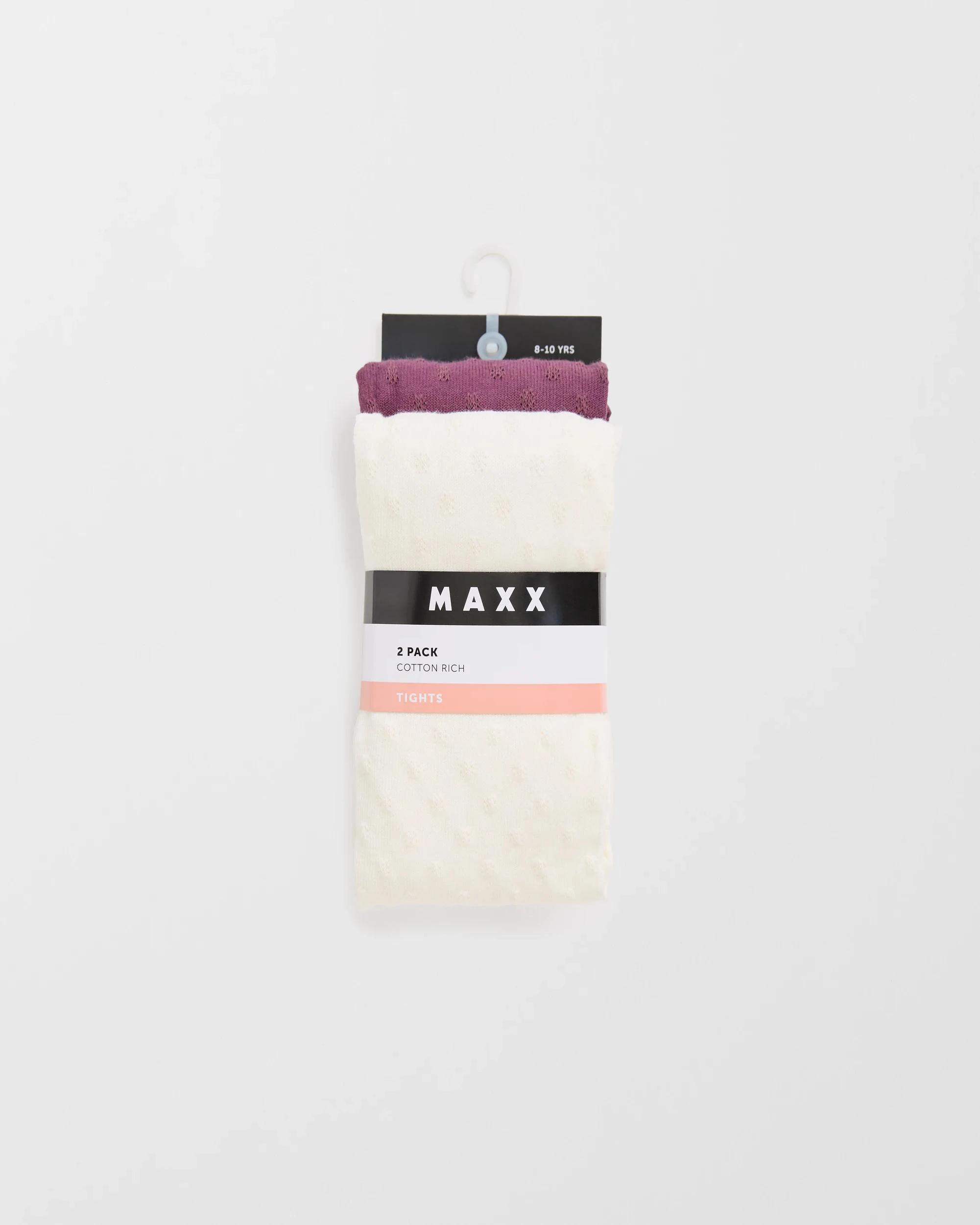 3 Target Kids Maxx Australian Cotton Blend 2 Pack Girls Casual Tights EGGPLANT, 3 of 3