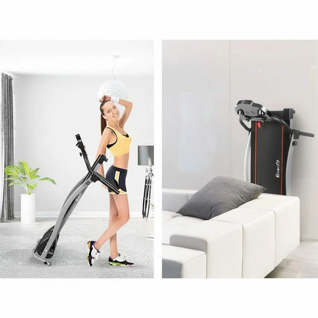 6 Everfit Treadmill Electric Home Gym Fitness Exercise Machine Foldable 340mm - Black, 6 of 9