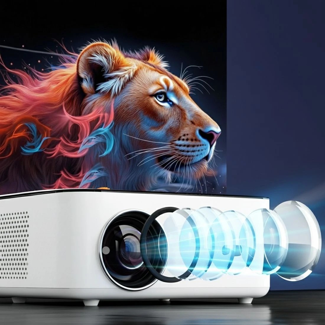 6 Devanti Video Project 4K 1080P Android 5G Wifi Home Cinema - White, 6 of 7