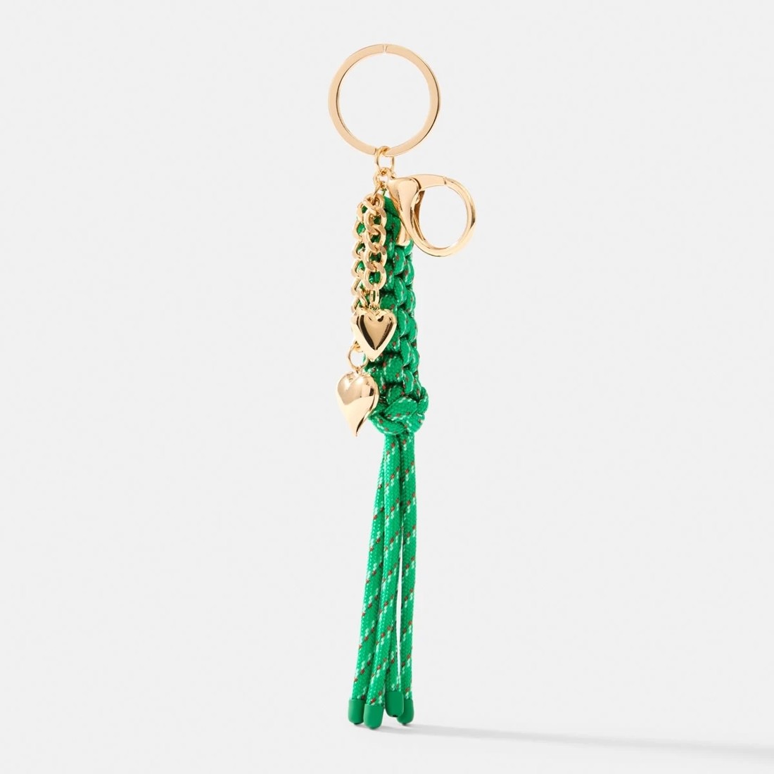 3 Braid Rope Heart Keyring - Green and Gold Tone, 3 of 3