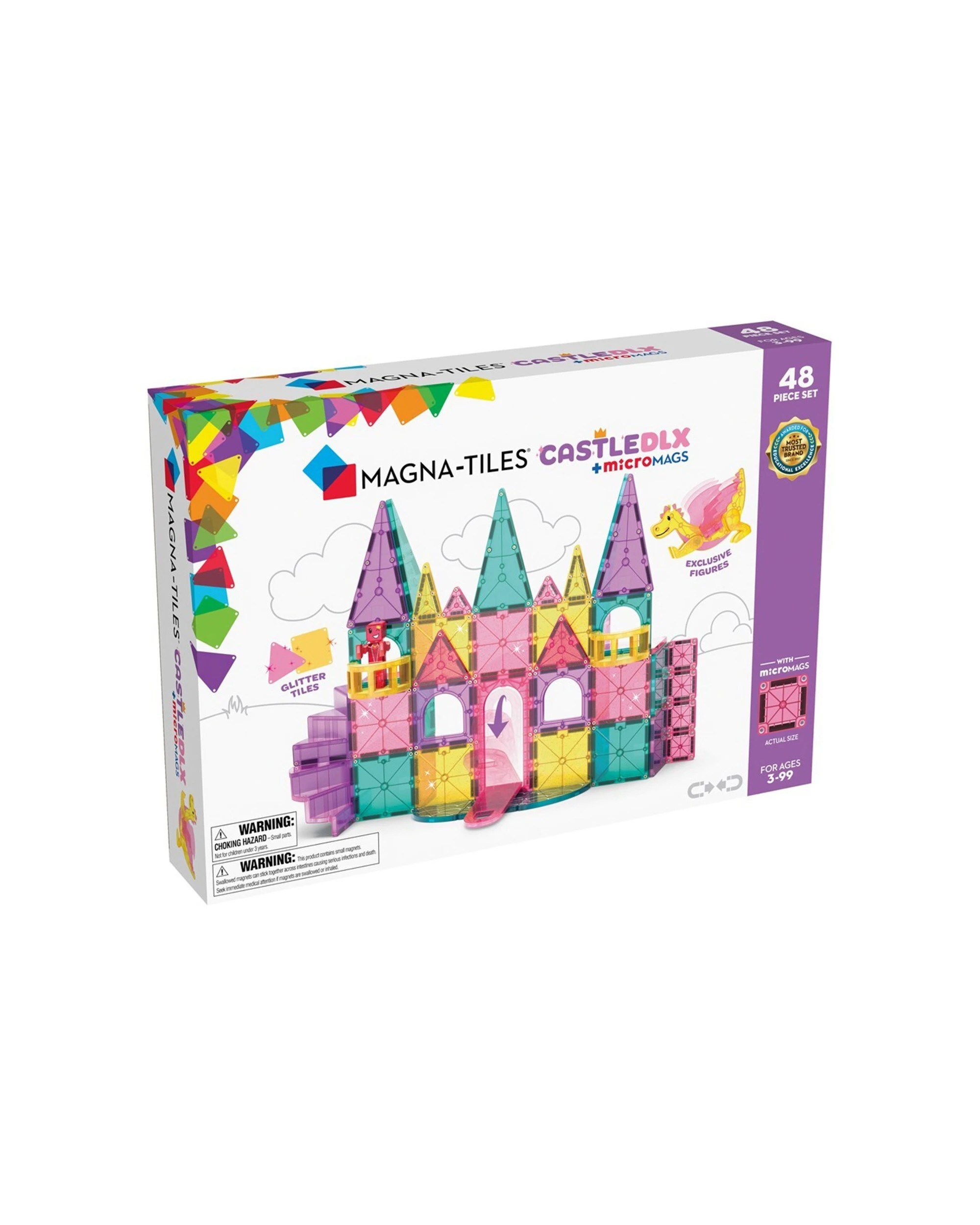 1 Magna-tiles 48pc Castle Dlx Set With Micromags Kids Building Toy 3 Plus - Multi, 1 of 3