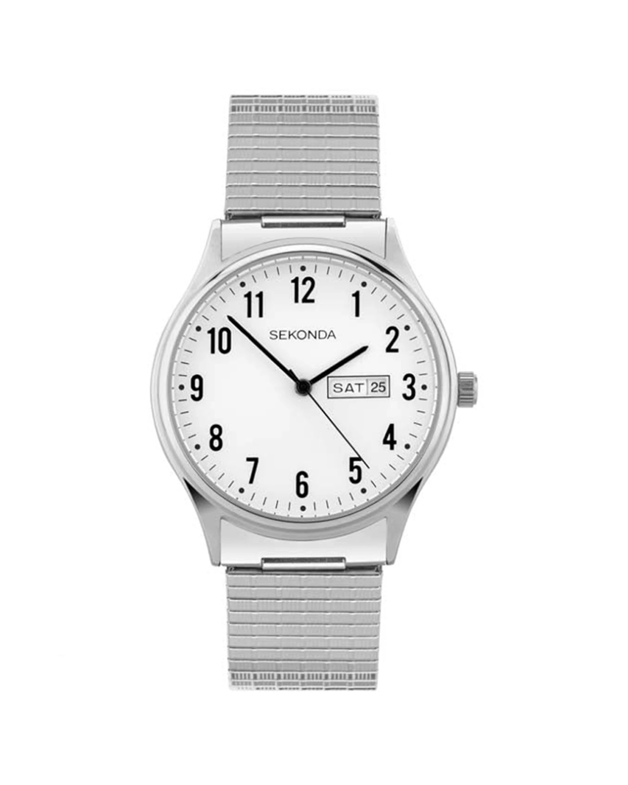 1 Sekonda Silver Watch Stainless Steel Mesh Strap 36mm Case With Day & Date, 1 of 1