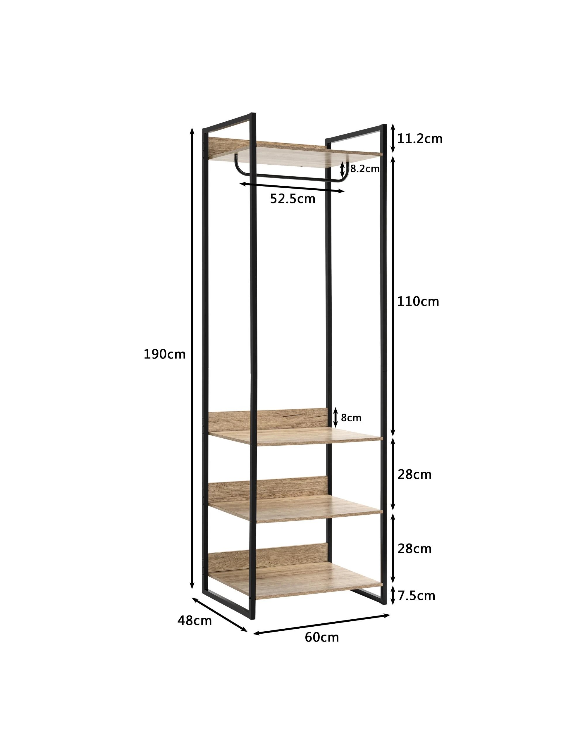 8 Kodu Open Wardrobe Clothes Hanger Shelving - Black, 8 of 8