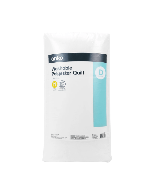 Low Warmth Washable Polyester Quilt - Double Bed, W