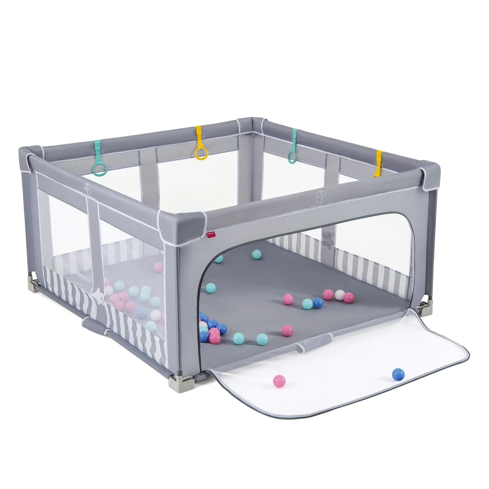 1 Costway Folding Playpen Oxford Mesh Gate Fence 50 Ocean Balls, 1 of 1