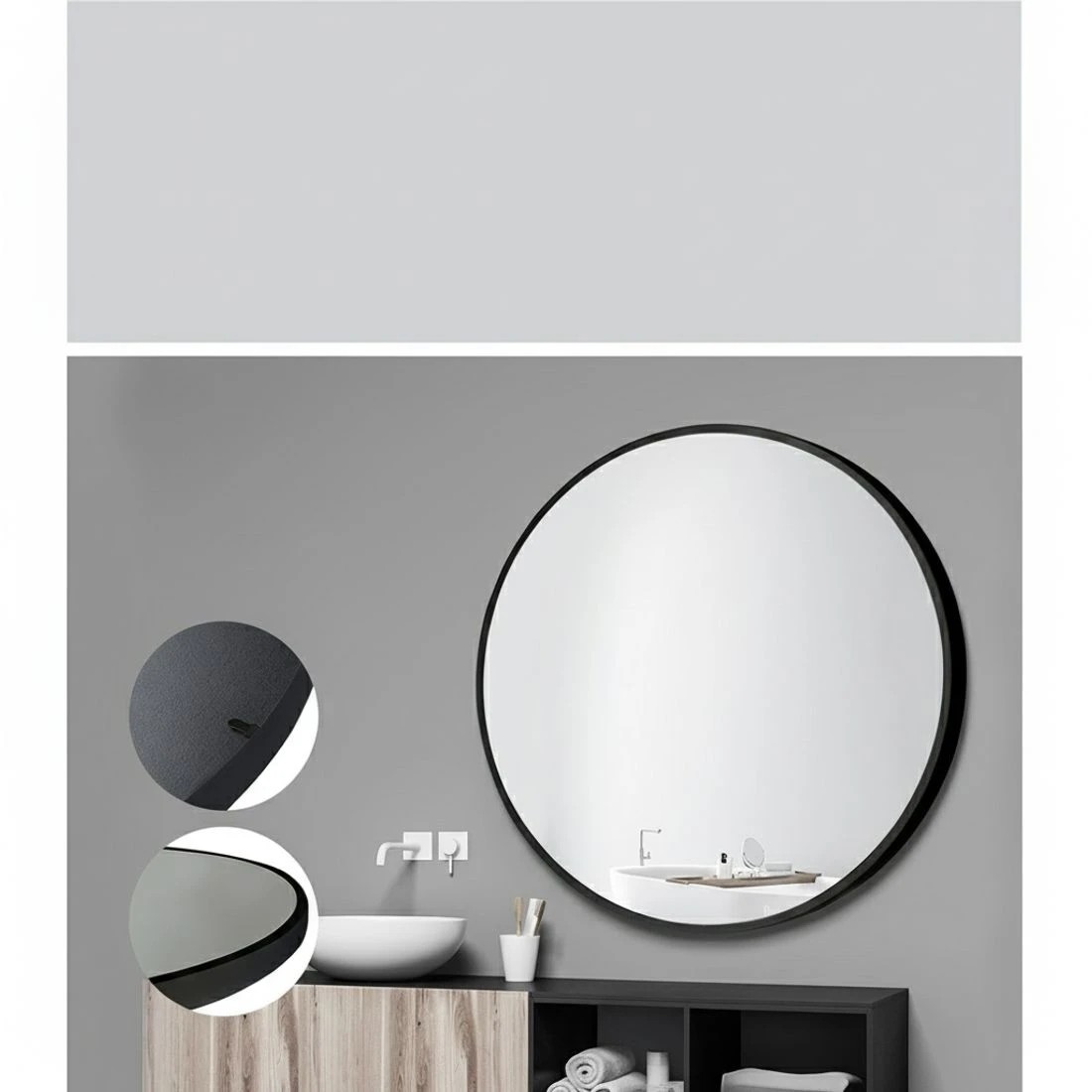 4 Embellir Wall Mirror Makeup 70cm Home Decor Framed Mirrors Bathroom Round - Multi, 4 of 6