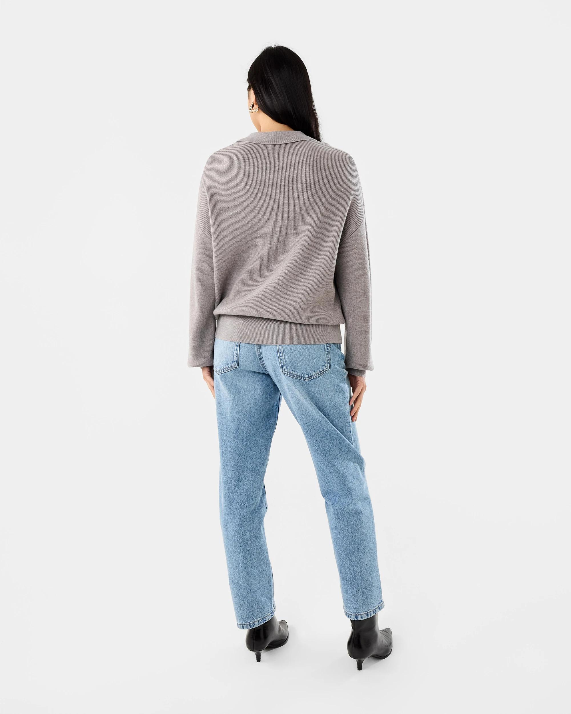 4 Lace Up Rib Jumper Grey Taupe, 4 of 7